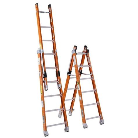 Werner 12 ft. Fiberglass Combination Ladder with 375 lb. Load Capacity Type IAA Duty Rating 7806 ...