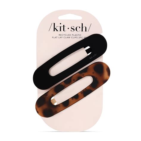 Kitsch Flat Hair Clips - Flat Claw Clips for Women 2pc Flat (Black&Tort) - Walmart.com