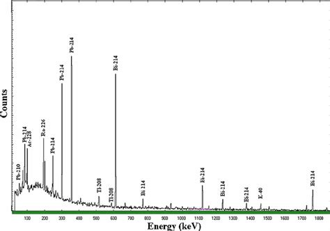 Typical HPGe gamma ray spectrum due to the naturally occurring... | Download Scientific Diagram