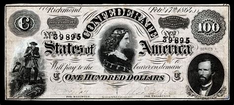 1864 Confederate One Hundred Dollar Note by Historic Image | Confederate, Dollar note, Bank notes