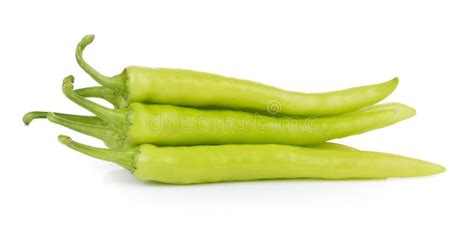 Green Chili Pepper on White Background Stock Image - Image of organic, color: 66349949