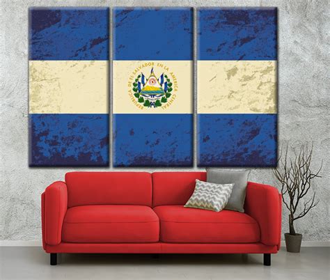 Vintage El Salvador Flag on Canvas El Salvador Wall Art El | Etsy