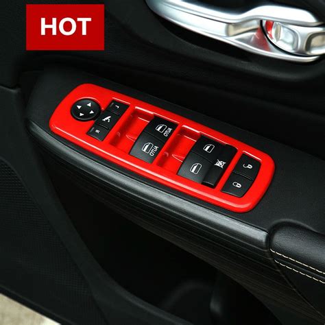 For Dodge Journey Red Car Door Armrest Window Switch Trim Cover 2013-2015 4pcs | Interior ...