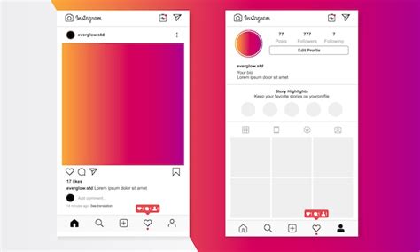 Premium Vector | Instagram feed and user profile template