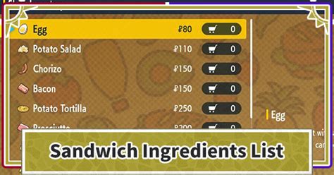 Pokemon Scarlet and Violet | Sandwich Ingredients List - Locations & Shops | Pokemon SV - GameWith