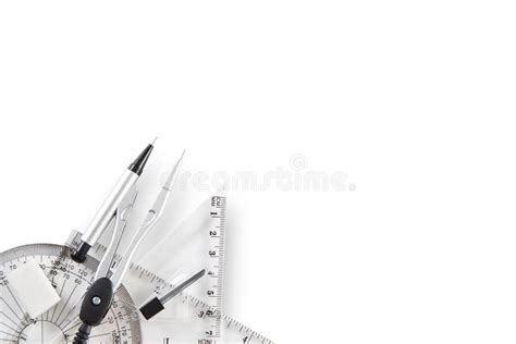 Geometry Set with Compass, Ruler and Protractor Stock Photo - Image of engineer, empty: 95347380