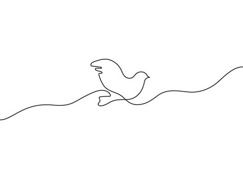 Dove fly, bird symbol peace and freedom, one continuous line drawing ...