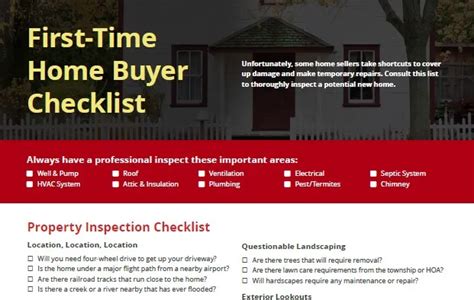 First-Time Home Buyer Checklist | Property Inspection & More