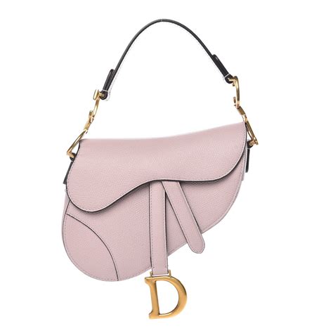 CHRISTIAN DIOR Grained Calfskin Mini Saddle Bag Light Pink 392733