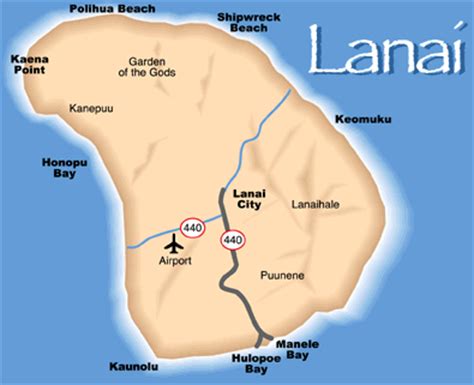 Maps of Lanai Island, Hawaii - Free Printable Maps