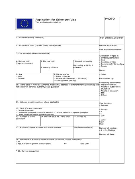 Application For Schengen Visa No 119031 - Fill Online, Printable, Fillable, Blank | pdfFiller