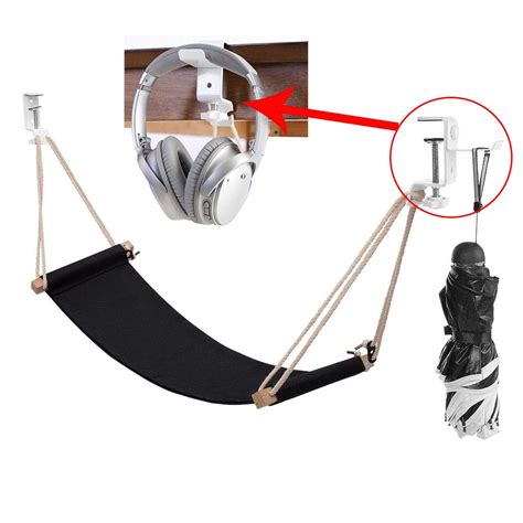 Buy Foot Hammock Under Desk Footrest with Headphone Holder Adjustable Office Foot Rest Under ...