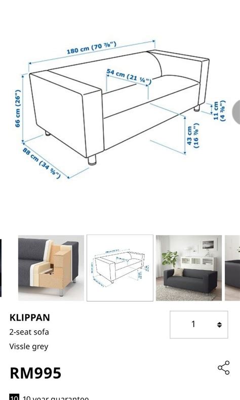 Ikea sofa klippan, Furniture & Home Living, Furniture, Sofas on Carousell