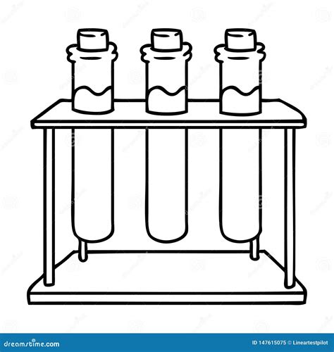 Line Drawing Doodle of a Science Test Tube Stock Vector - Illustration ...