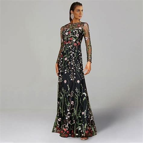 Sheath / Column Wedding Guest Dresses Floral Dress Semi Formal Garden Party Floor Length Long ...