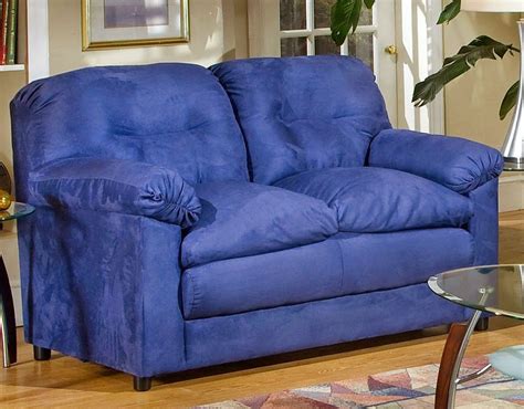 Cheap Recliner Sofas For Sale: Blue Reclining Loveseat With Console