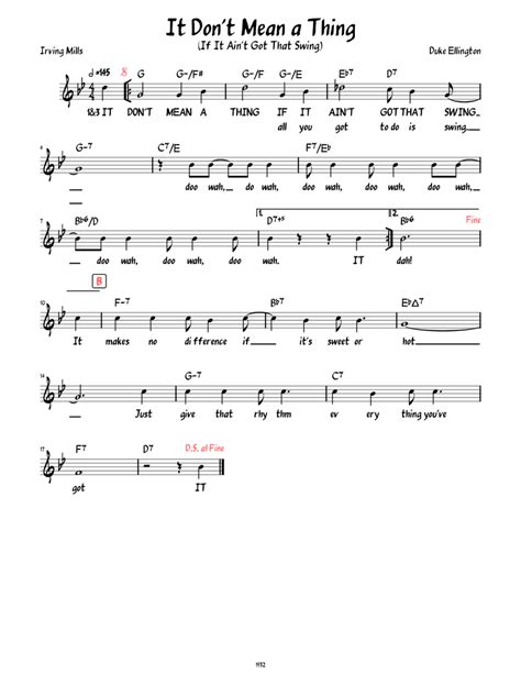 It Don't Mean a Thing (Lead sheet with lyrics ) Sheet music for Piano ...