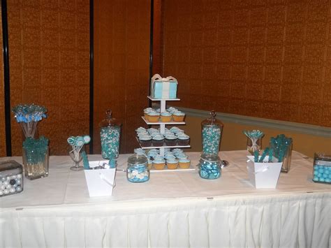 DIY Tiffany & Co themed candy buffet. All glass wear was purchased at Michael's | Candy buffet ...