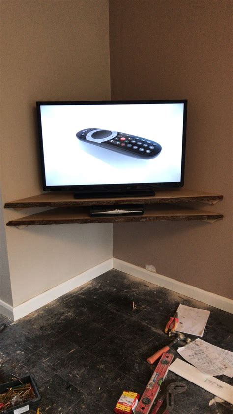 Corner tv shelf made from Oak | Corner tv shelves, Corner tv, Tv shelf