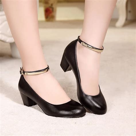 New Summer Sexy Fashion White Women Pumps Shoes Buckle Thick High Heels ...