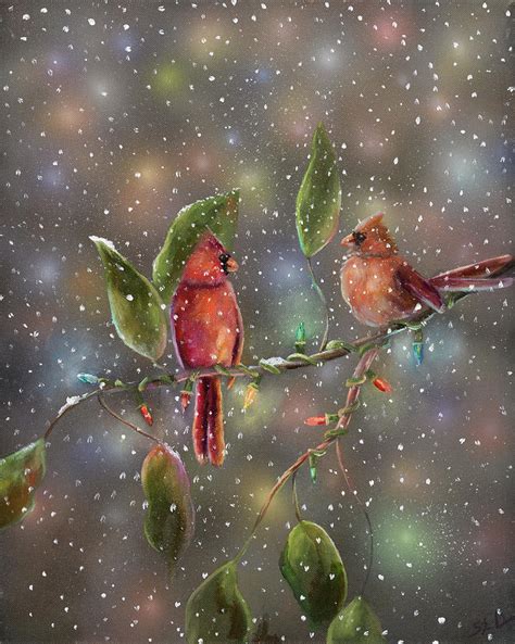 Christmas Cardinal Painting by Sarah Davis - Fine Art America