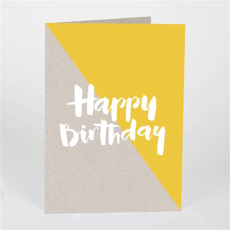Happy Birthday Kraft Card Yellow By Evermade | notonthehighstreet.com