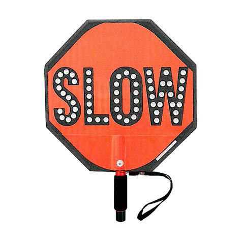 STOP/SLOW Flashing LED Hand-Held Paddle Sign - Traffic Safety Corp.