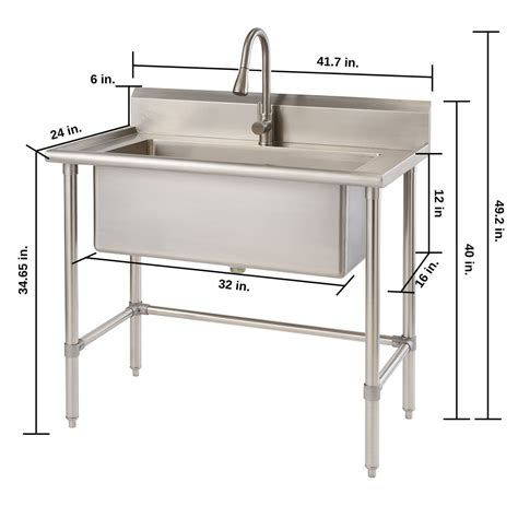 Trinity 32x16 Stainless Steel Utility Sink NSF w/ Pull-Out Faucet THA-0310 – Garage Cabinets Online