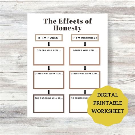 Effects of Honesty Worksheet Social Skills Development - Etsy