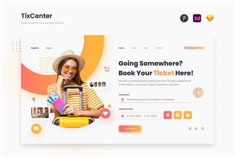 TixCenter - Mango Ticket Booking Website Hero Section Design Templates - Peterdraw Studio