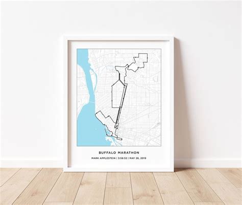 Buffalo Marathon Course Map Personalized Buffalo Marathon Route Map Gift for Runners 26.2 Map ...