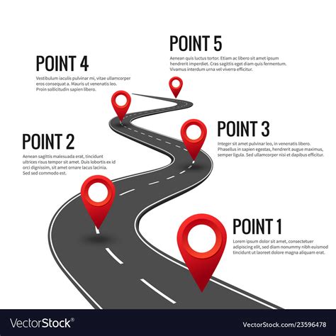 Road infographic curved road timeline with red Vector Image