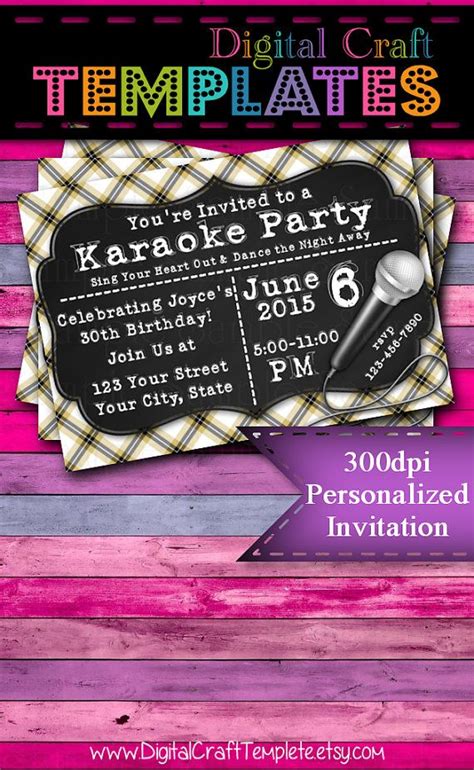 Personalized Printable Invitations | Karaoke Party | #292 | Karaoke party, Printable invitations ...