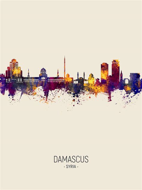 Damascus Syria Skyline Digital Art by Michael Tompsett | Fine Art America