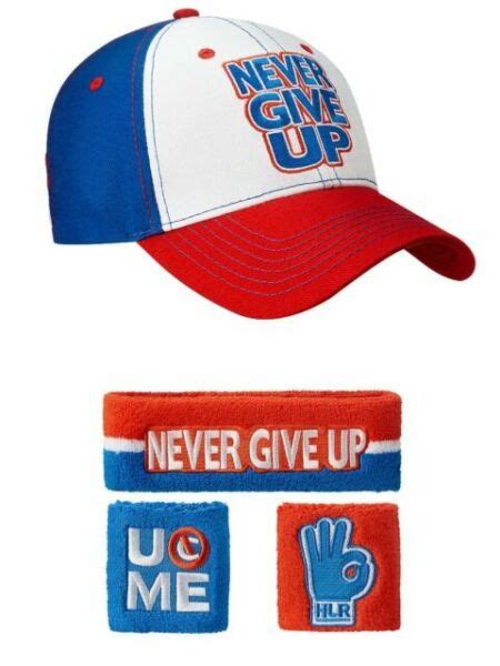 WWE John Cena Red White Blue Never Give up Headband Wristband Set for ...