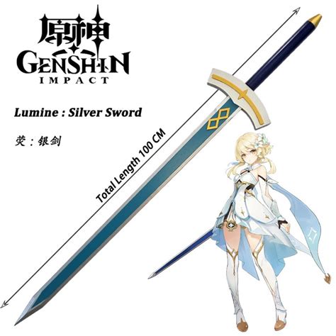 Genshin Impact lumine Silver Sword ( Cosplay Wooden Sword ), Hobbies ...