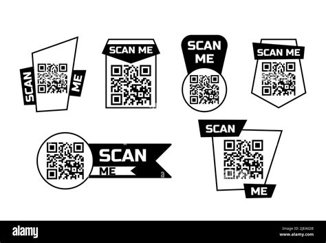 Scan me qr code icon for smartphone bundle. Set of frames quick barcode app design. Vector ...