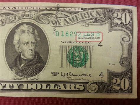 Twenty $20 Dollar Bill 1977 Rare Old Paper Money