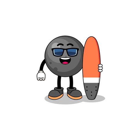 Mascot cartoon of cannon ball as a surfer 14855825 Vector Art at Vecteezy