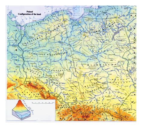 Physical map of Poland | Poland | Europe | Mapsland | Maps of the World