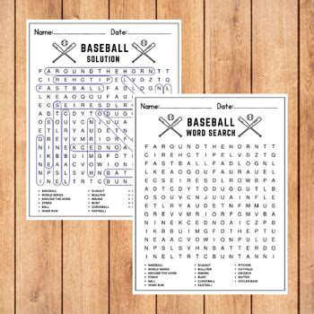 BASEBALL Word Search & Word Scramble & Reading Comprehension Passages