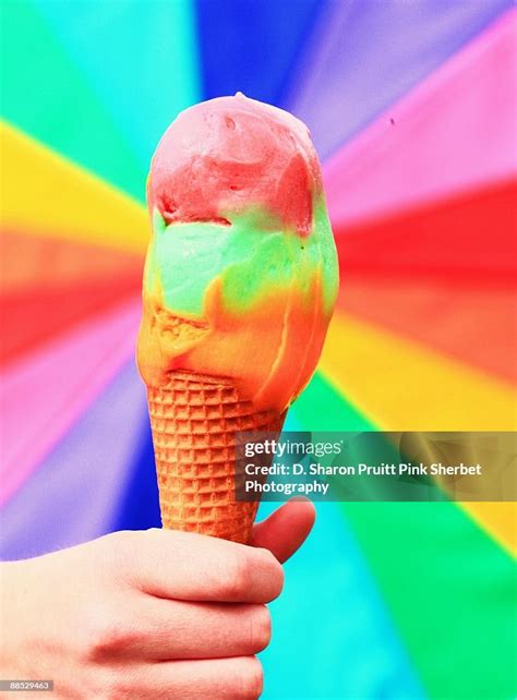 Colorful Rainbow Sherbet Deluxe Ice Cream Cone High-Res Stock Photo ...