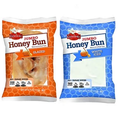 Cloverhill Jumbo White Iced Honey Bun & Jumbo Glazed Honey Bun | 12 ...