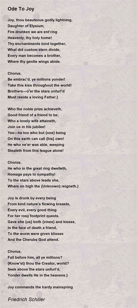 No autorizado alojamiento fuego ode to joy poem in english frío Desprecio cortar a tajos