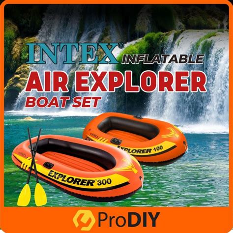 Intex Inflatable Boat Set EXPLORER Fishing Or Kayak Boat With Aluminium Oars And Hight Output ...