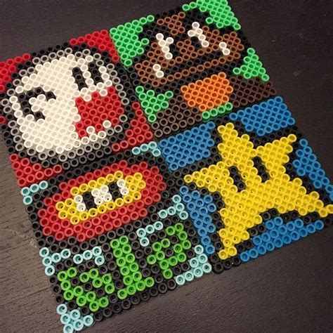 Mario coasters perler beads by christenlynn | Lego mosaic, Perler beads, Hama beads patterns