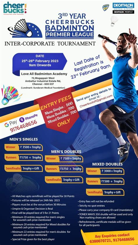 Badminton Tournaments List In Chennai