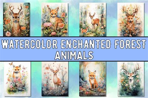 1 Watercolor Enchanted Forest Animals Designs & Graphics