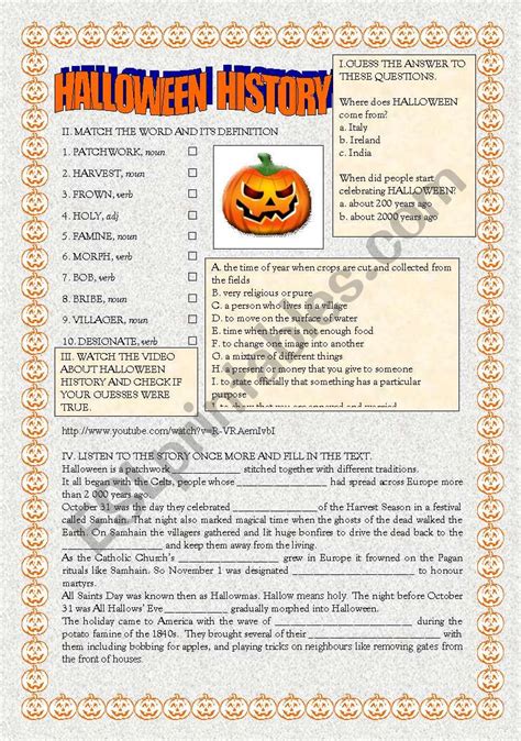 Halloween History - ESL worksheet by tiinata