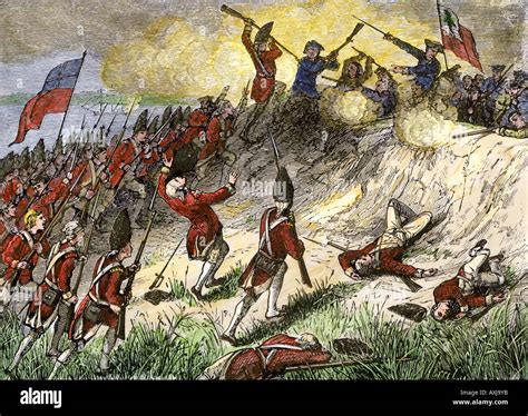 British assault on the American position atop Breeds Hill in the Stock Photo: 9632122 - Alamy